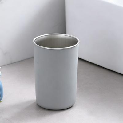 Market Central Minimalist Stainless Steel Mouthwash Cup Couples Toothbrush Holder For Modern Bathrooms grey