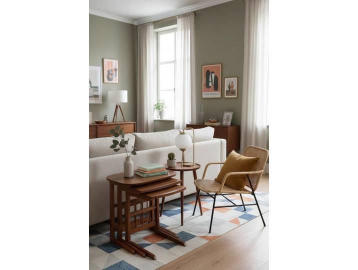 JVmoebel Couchtisch Retro Couchtisch Holzdesign Gestreift Schlank Platzsparend Neu (1-St), Made in Europa