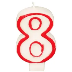 PAPSTAR 8 Zahlenkerzen 7.3 cm weiß, rot