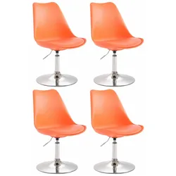 CLP 4er Set Esszimmerstühle Maverick C Kunststoff   Farbe: orange, Gestell Farbe: chrom