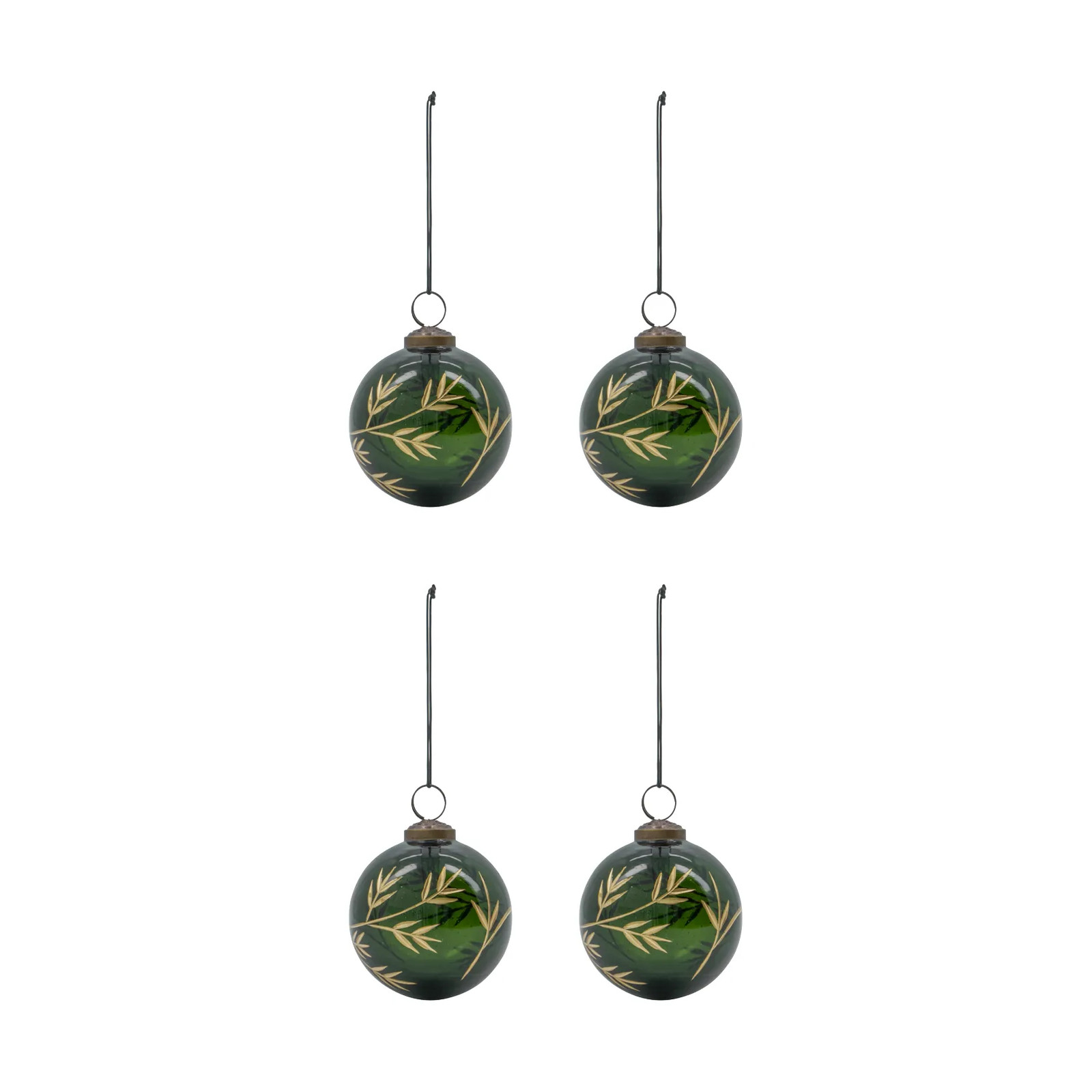 House Doctor Leaf kerstballen Groen-goud Ø7,5 cm 4-pack