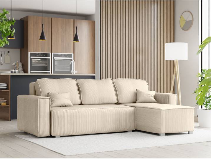 Ausziehbares Ecksofa SMART COSARO creme, beidseitig + 2 Kissen GRATIS