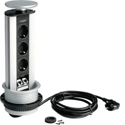 Hager G7045LAN Tischeinbaumodul 3 Steckdosen anthrazit 2xCat.6 aus Aluminium/PVC lack Alu