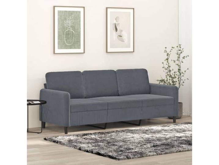 Solde d'été Canapé confortable Canapé à 3 places Gris foncé 180cm Velours 627283
