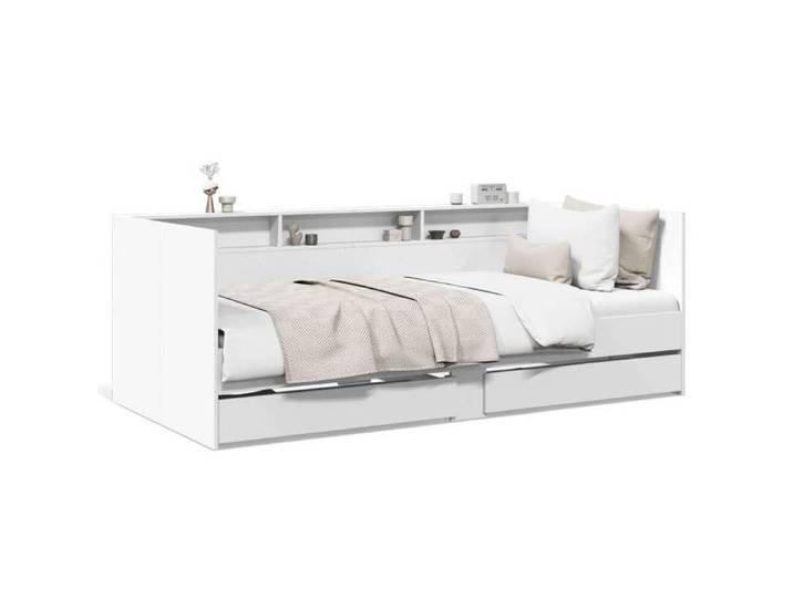 @FRENCH Lit de repos âgée adulte - Lit de jour/Lit banquette avec tiroirs blanc 90x200cm 9801177