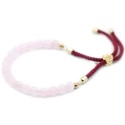 18K Gold Plated Gemstone Bordeaux String Bracelet - Rose Quartz