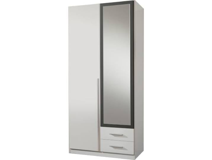 Kleiderschrank Skate Drehtürenschrank, Weiß mit Grafit, 91cm Breite mit Spiegel