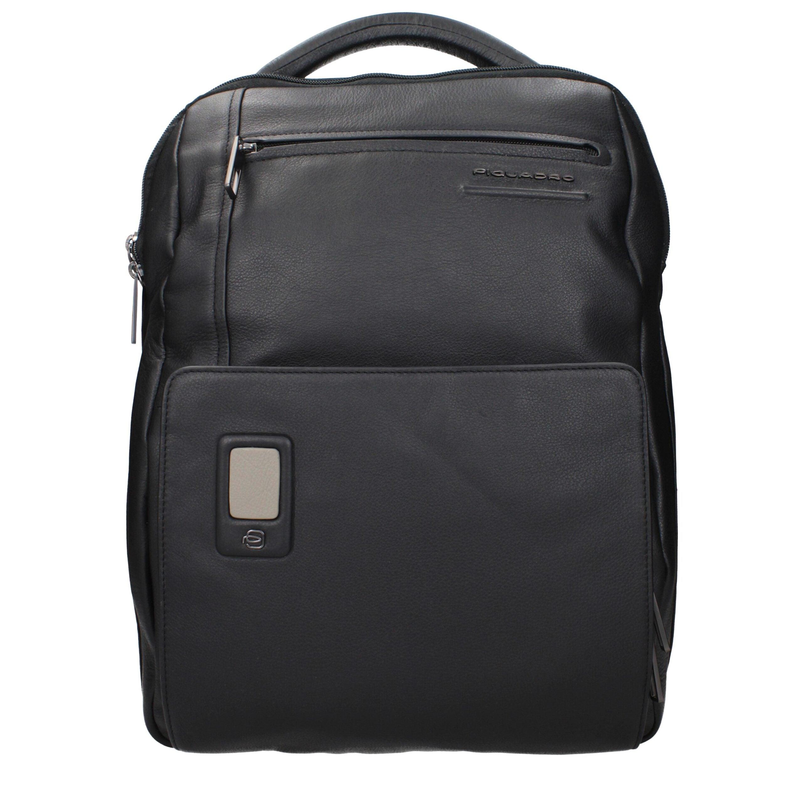 Piquadro Schwarzer Leder-Rucksack