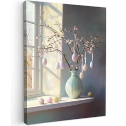 LEINWANDBILD Stillleben - Vase - Osterzweig Room Decor 30x40 cm