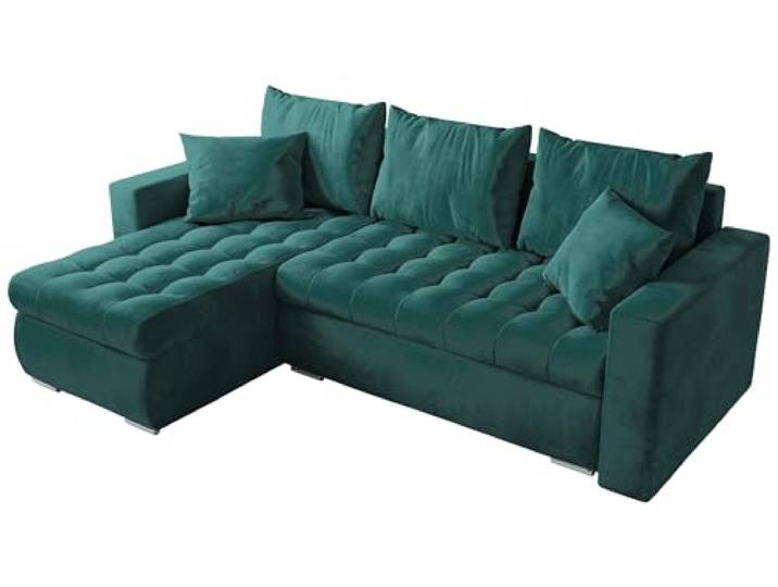 BROMARKT Sofa mit Schlaffunktion und Bettkasten Dunkelgrün Schlafsofa L Form