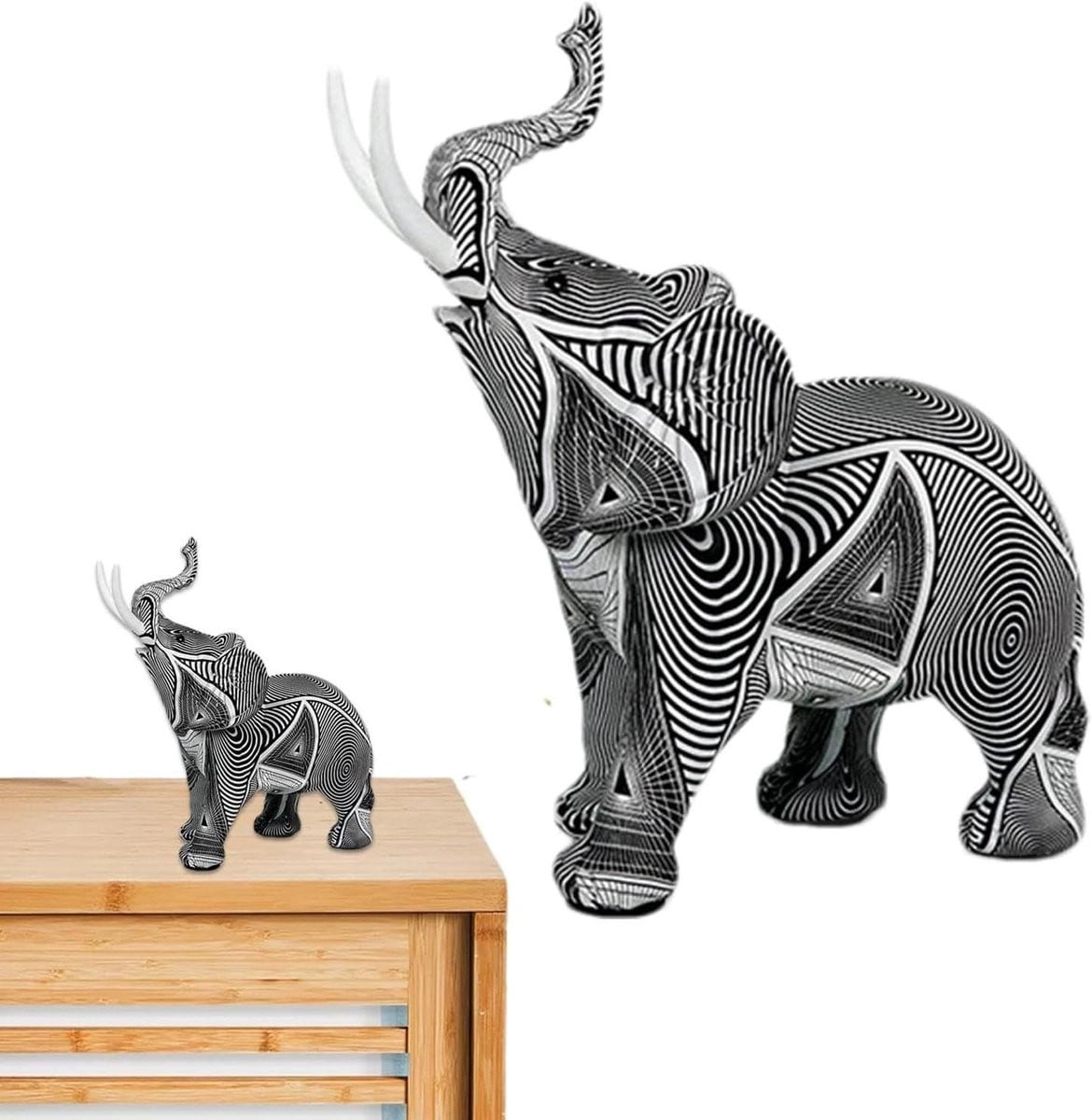 Abstract Olifant Beeld Multicolor - Hars Sculptuur voor Tafeldecoratie - Hoogte: 20 cm