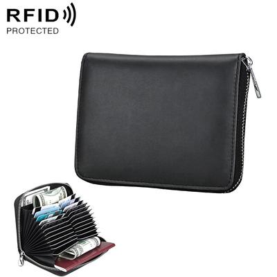 Premium Genuine Leather Multi Functional RFID Card Holder Wallet Package black