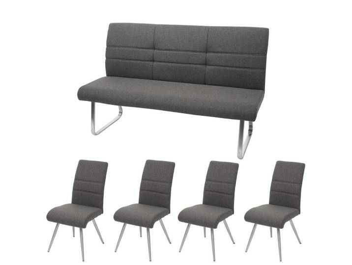 MCW Esszimmer-Set Grau 4er-Set, 180x99x68 cm, Esszimmer, Stühle