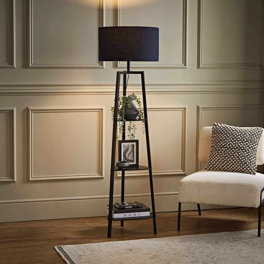 Latitude Run Aidrian 155cm Tripod Floor Lamp Black/Blue 155cm H X 44cm W X 44cm D