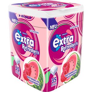 Extra Kaugummis Refreshers, Watermelon Raspberry, zur Zahnpflege, zuckerfrei, Dose mit 35 Dragees