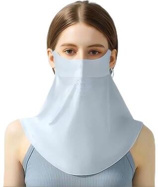 Lush Living Finds Cooling Ice Silk Cycling Face Mask With UV Protection Breathable Neck Gaiter blue