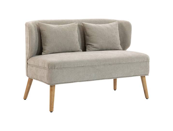 Homcom 2-Sitzer-Sofa Polyester Beige, Kautschukholz, Füllung: Schaumstoff,Schaumstoff,Schaumstoff, 65x78.5x117 cm, Wohnzimmer, Sofas & Couches, Sofas, 2-Sitzer Sofas