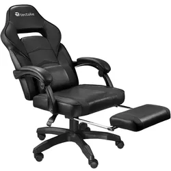 tectake Racing Bürostuhl Comodo mit Fußstütze  Schwarz/Schwarz