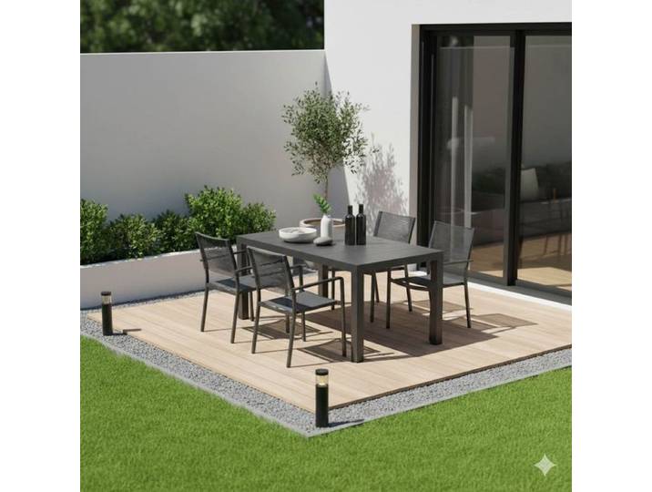 Siena Garden Leeds Gartenmöbel-Set M (4 Plätze) Tisch 160x90cm Dunkelgrau