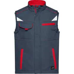 James & Nicholson Unisex Workwear Sommer Softshell Gilet Color Weste JN852 carbon/red L