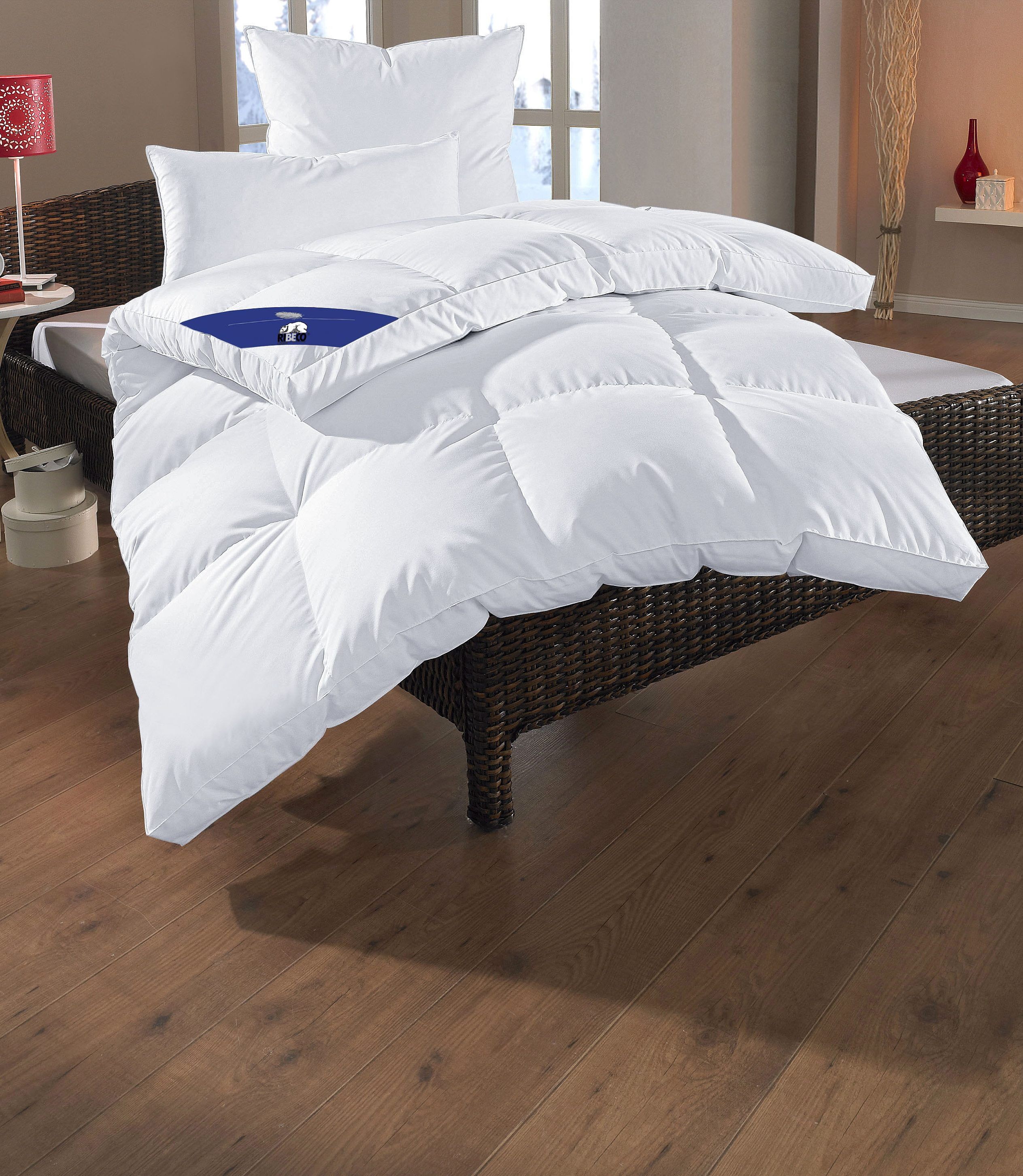 Federkissen RIBECO "Nils", weiss (weiß), B:80cm L:80cm, Füllung: 85% Federn, 15% Daunen, Kopfkissen, Federkissen, Optimale Stützkraft für Kopf- und Nackenbereich weiß B/H/L: 80cm x 80cm, Baumwolle, 1 Stk.
