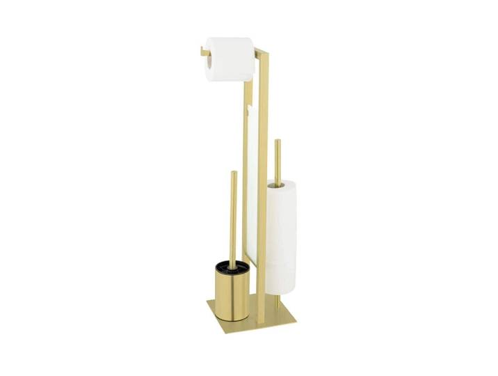 WC-Garnitur WENKO Rivalta Gold , gold (goldfarben), B:18cm H:70cm L:23cm, Edelstahl, Metall, Reinigungsbürsten, WC-Garnitur