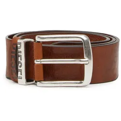 DIESEL Herren Gürtel - B-VISIBLE, Leder, Metall Dornschließe, Logo-Prägung Braun / 85 cm