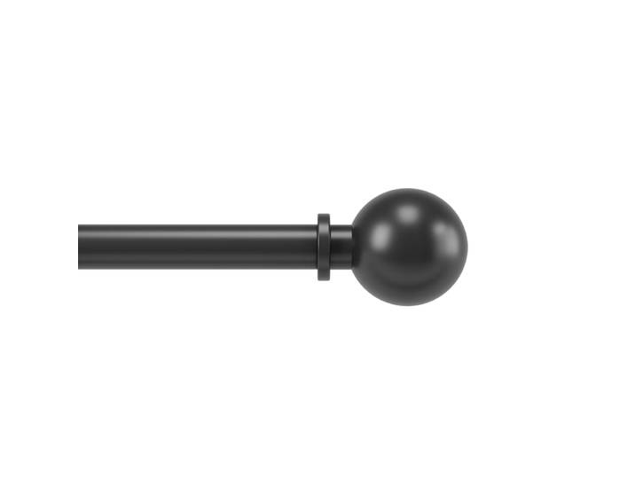 Tringle à rideaux réglable noire (183-366cm)D25mm, métal