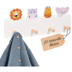 Relaxdays Kindergarderobe 4 Haken 15 x 38 cm Grau,Lila,Orange