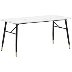 KADIMA DESIGN Esszimmertisch 160x80x76 cm Esstisch Weiß in Marmor-Optik Modern, Küchentisch Groß, Speisetisch Rechteckig, Tisch Esszimmer mit