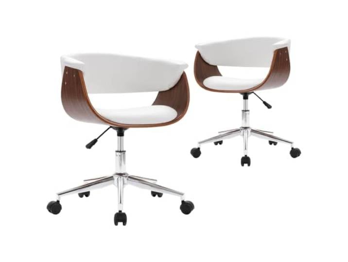 Tmriohed 2er Set Esszimmerstühle Drehbar Kunstleder Weiß mit Rollen Höhenverstellbare Drehstühle mit weicher Polsterung und Kunststoffrollen für Esszimmer, Wohnzimmer oder Schlafzimmer.