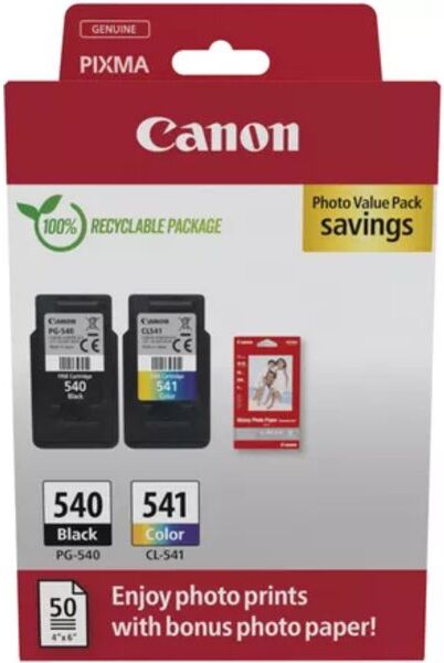 Canon PG-540 + CL 541 photo value pack - Noir + 3 couleurs - Cartouche d'encre - Multipack