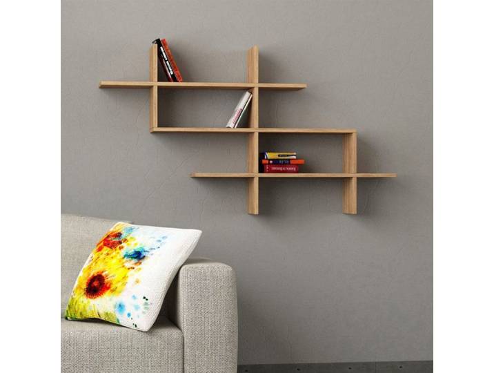 Etagère murale 2 niches 150x22x82 cm décor chêne