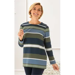 Baumwoll-Shirt in Streifen marine in Größe 44/46 von DW-Shop, Marine, 44/46