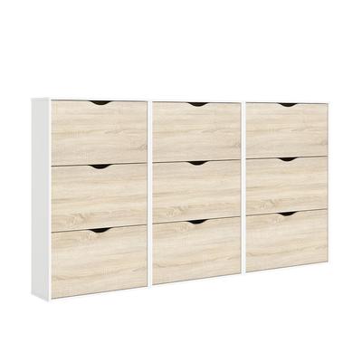 Napoli Schuhschrank mit 9 Schubladen in weiss und Eichendekor.