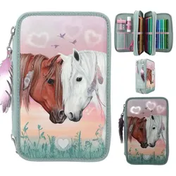 Depesche Miss Melody 3-Fach Federtasche LED Herzen
