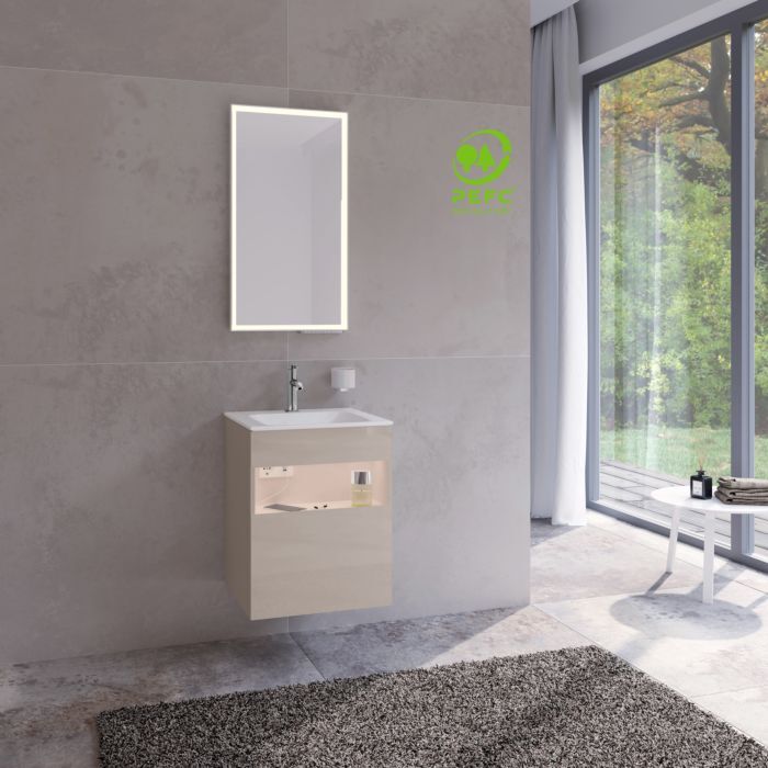 Keuco Stageline Waschtisch-Unterschrank 32842180100 50 x 62,5 x 49 cm, Dekor Cashmere, Glas Cashmere klar, mit Elektrik