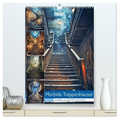 Morbide Treppenhäuser (hochwertiger Premium Wandkalender 2027 DIN A2 hoch), Kunstdruck in Hochglanz