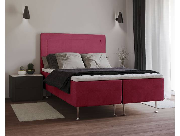 Boxspringbett HOME AFFAIRE Hacer , rot, B:121cm L:208cm, 100% Polyester, Komplettbetten, Boxspringbett, Topper, H2 oder H3 und in Breiten 70,80,90,120,140,160,180 wählbar