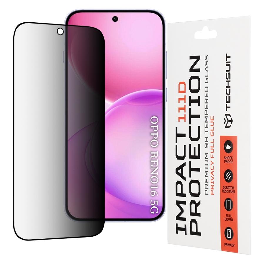 Techsuit - 111D Privacy Full Glue - Oppo Reno16 - Schwarz (1 Stk., Oppo Reno 16, Oppo Reno 16 Pro) (71713160)