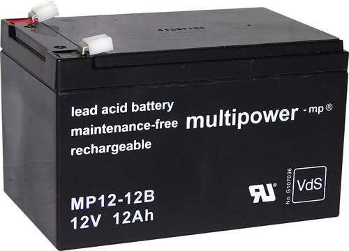 Multipower MP12-12B 117750 Bleiakku 12V 12Ah Blei-Vlies (AGM) (B x H x T) 98 x 98 x 151mm Flachstecker 6.35mm Wartungsfrei