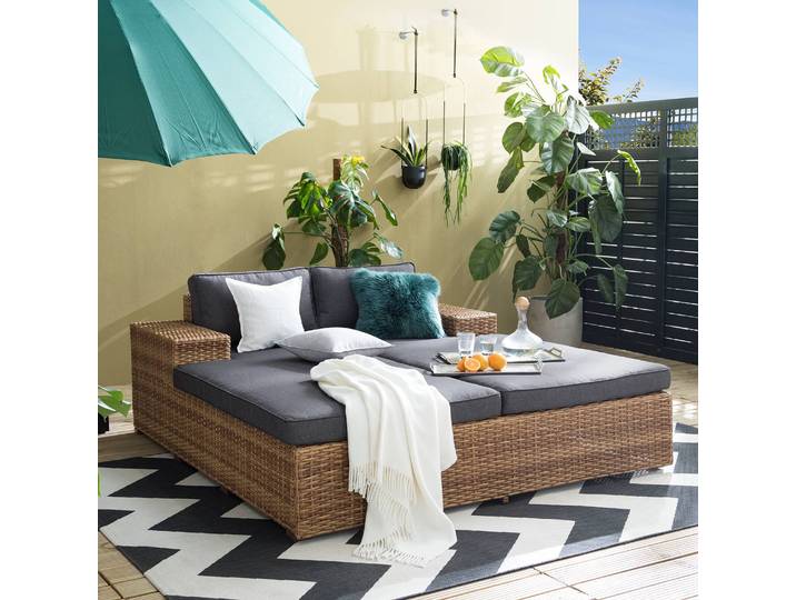 Daybed Webstoff Braun 170 x 67 x 190cm