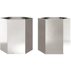 vidaXL Garten-Pflanzgefäße 2 Stk.Sechseckig 46x40x45 cm Edelstahl