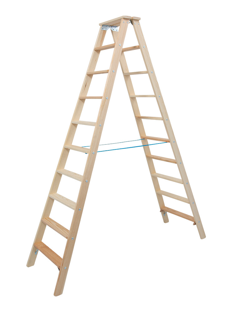 KRAUSE STABILO Stufen-Doppelleiter Holz / 2x10 Stufen / gemäß TRBS 2121-2 - Art-Nr: 818461