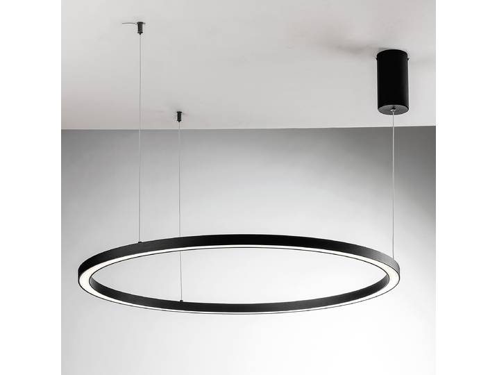 Suspension LED Hoop Ø 120cm Noir/Noir Matériau : Métal, Matière plastique Surface en métal : Laqué Type de matière synthétique : Silicone Type