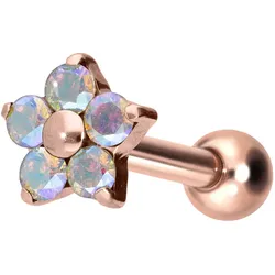 Titan Ohrpiercing mit Innengewinde KRISTALLBLUME