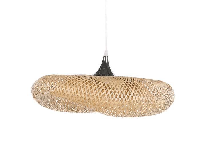 Beliani Hängeleuchte Boyne 64/64/118 cm, Hellbraun, Holz, E27, 64x118x64 cm, Lampen & Leuchten, Innenbeleuchtung, Hängeleuchten, Pendelleuchten