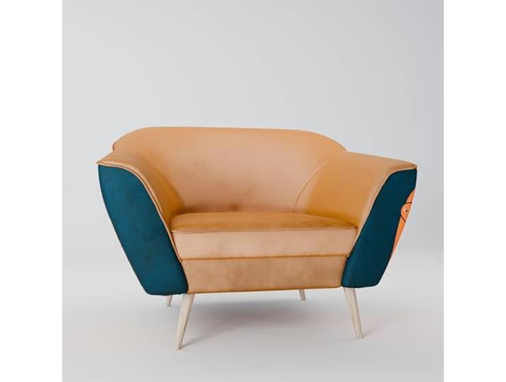 SPACEREBELS Sessel Wohnzimmer - Relaxsessel Einzelsofa für Schlafzimmer - Loungesessel Fernsehsessel - Gepolsterter Armlehnstuhl mit Holzbeinen - karamell