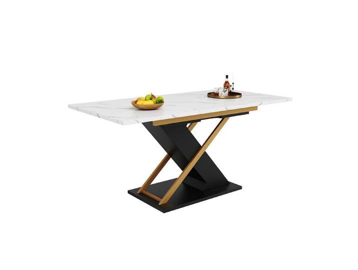 Yorbay Esstisch Ausziehbarer Küchentisch Tisch (120-160×80 cm), Stabiler Metallrahmen, Platzsparend & vielseitig