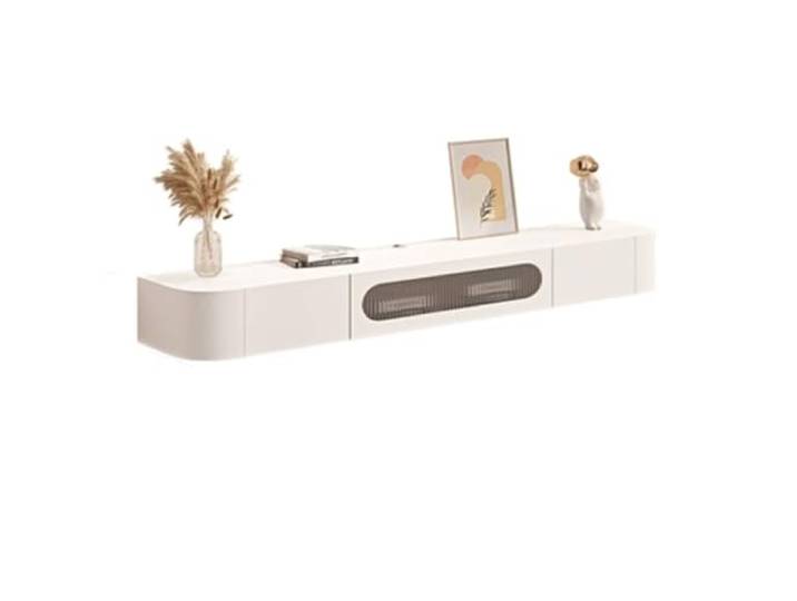 Hhmmei2024-23 Schwebender TV-Schrank an der Wand Wandmontiertes Entertainment-Center komplett montiert, 63 /70,8''/78,7'' Entertainment-Center(Weiß,160x20x24cm)